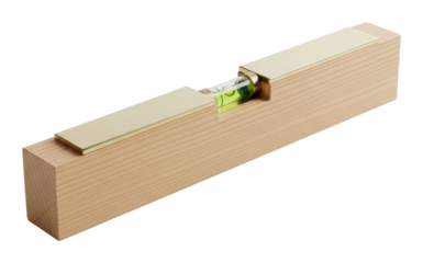 Measuring precision with a level tool in woodworking workshop isolated on transparent background