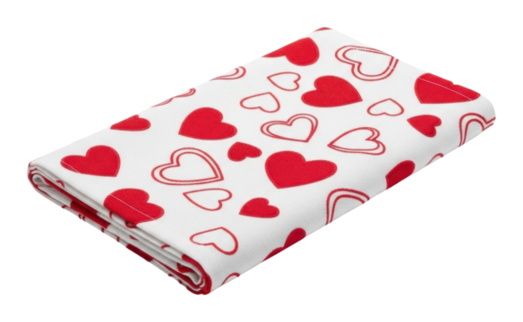 Decorative heart pattern tablecloth home textile cozy overhead love isolated on transparent background - Powered by Adobe