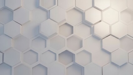 Naklejka premium Abstract White Hexagonal Pattern Background with Geometric Shapes and Modern Design.