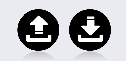 Download upload buttons black circle icon vector set