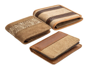 Jute wallets isolated on white background