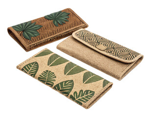 Jute wallets isolated on white background 2