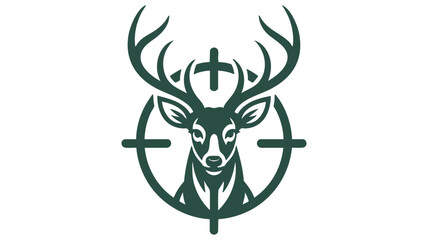 Fototapeta premium A powerful deer head with majestic antlers centered within a hunting scope icon