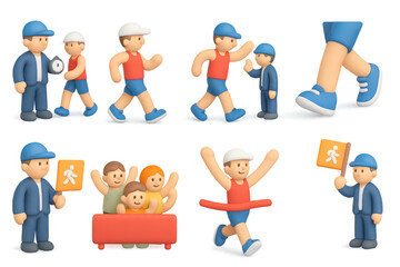 Race walking illustrations for sport events and activity promotion