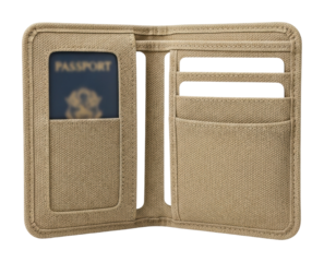 Travel essentials passport holder modern design aesthetic isolated on transparent background