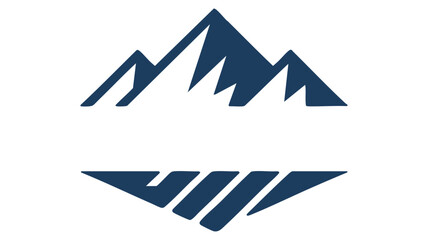 Abstract blue mountain and its inverse reflection on a clean white background