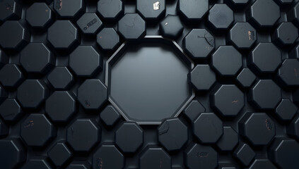 Abstract seamless black and white metal honeycomb texture with a geometric hexagon pattern wallpaper illustration. Neo Industrial Honeycomb