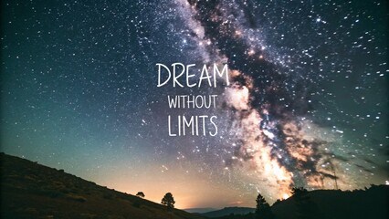 Celestial scene with motivational text over starry sky