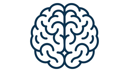 Simple blue outline icon of a human brain symbolizing thought, intelligence, and cognitive processes