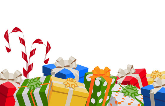 Confectionery and New Year's gifts on a white background