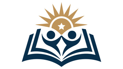 A symbolic logo representing education, success, and student achievement with an open book design