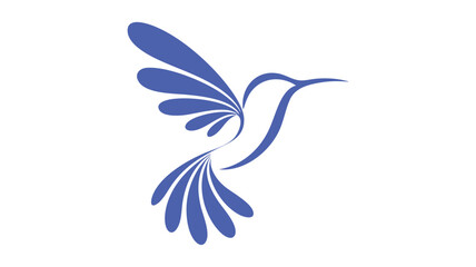 A clean and modern blue hummingbird line art logo design isolated on a white background