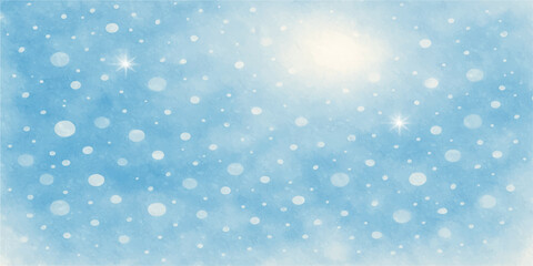 Abstract blue Christmas background illustration with bright bokeh light, winter snowflakes, and cold ice texture
