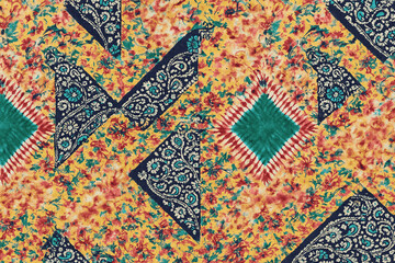 Modern and Original dip dye, tie dye, batik and shibori pattern on white canvas in high resolution
