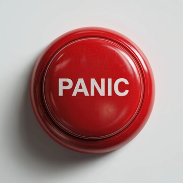 Red Panic Button Emergency Alert Concept Closeup
