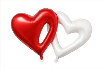 Red and white heart balloons symbolizing love and romance