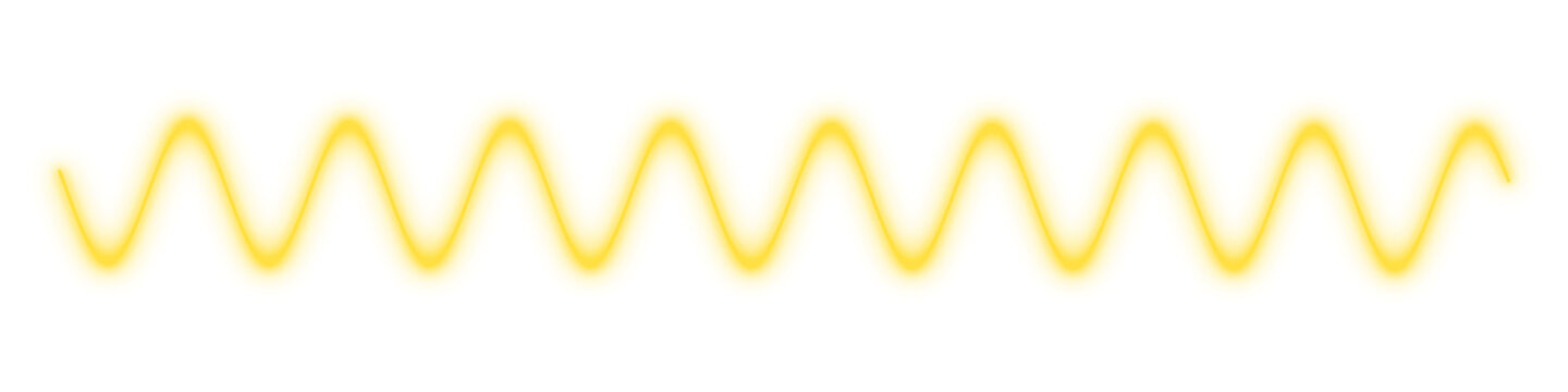Yellow light waveform curve spectrum isolated on white background