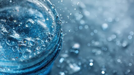 Close-Up of Water Splashing Around a Clear Glass Container