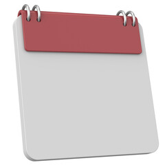 Empty calendar. 3D calendar. 3D illustration.