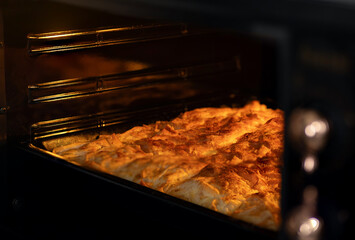 Oven baked tray pastry. Traditional Turkish pastry