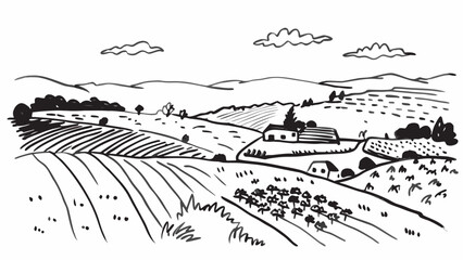 Fototapeta premium Very beautiful rolling rural hills of Vermont covered in rich autumn colors, scattered farms, and peaceful open meadows forming a harmonious seasonal scene.