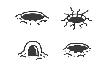 Different types of holes with various shapes and details can be seen in the design showing various ground formations