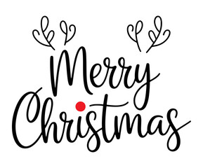 Merry Christmas black color typography with white background