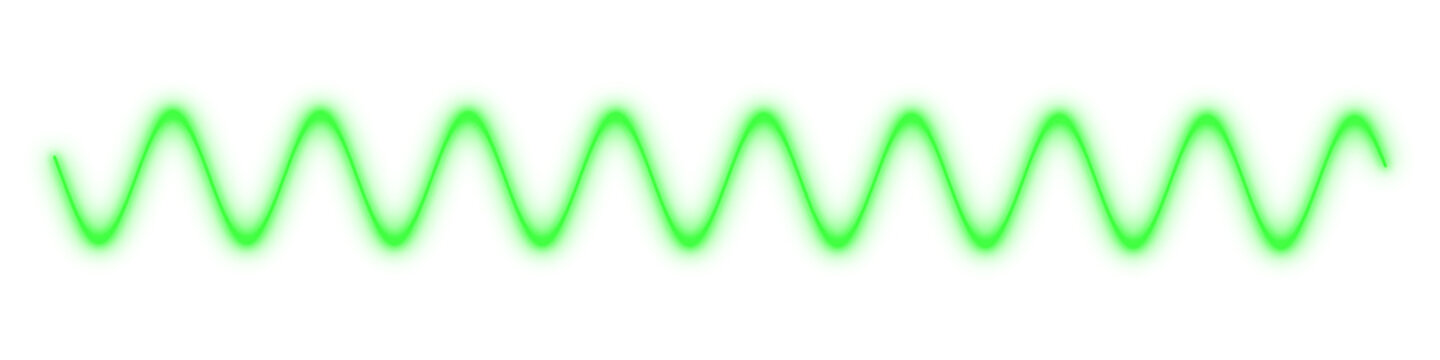 Green light waveform curve spectrum isolated on white background