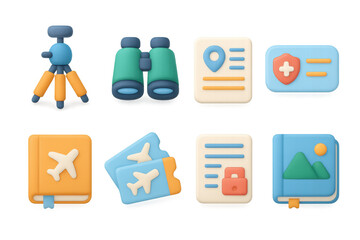 Travel icon set with simple design for planning and adventure themes