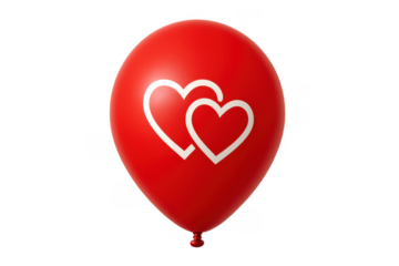 Red balloon with two white hearts representing love