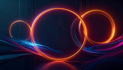 Abstract futuristic background with glowing fractal light waves and dark blue purple energy lines pattern