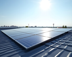 Lush green forest with sunlight filtering through trees combined with modern mobile banking app UI on smartphone, solar panels on rooftop under bright sky, and fitness tracking dashboard with heart ra