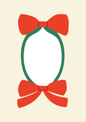 Elegant frame with red bows. Vector flat illustration in coquette aesthetic. Greeting card template for birthday, christmas, wedding, valentine's day etc.