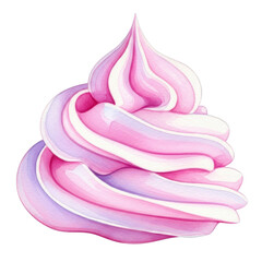 Watercolor Swirl of Pink and Purple Whipped Cream isolated on a transparent background