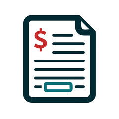 Financial document icon with dollar symbol and signature line