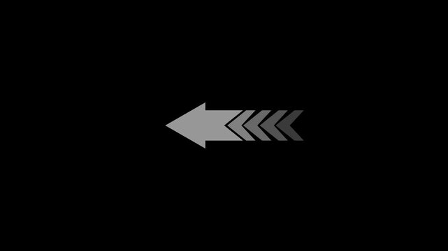 Left arrow showing directional arrow swipe movement and navigation control. Arrow swipe animation represents backward direction, return action, and interface navigation process.