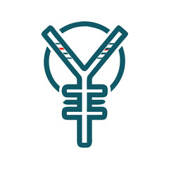 Obraz premium Yen currency icon with circular arrows in flat design