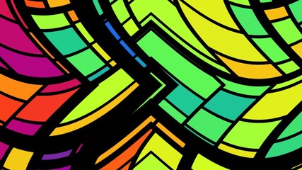 Vibrant Abstract Geometric Pattern with Colorful Shapes and Dynamic Lines. - Powered by Adobe