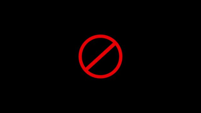 No entry icon showing deny action and blocked access status. No entry animation represents ban signal, access restriction, and not allow decision.