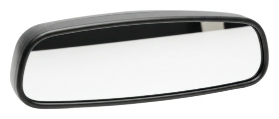 Rearview mirror reflection in car urban isolated on transparent background