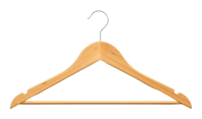 Minimalist wooden hanger product isolated on transparent background