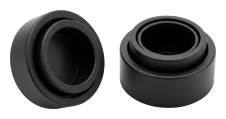 Manufacturing process of rubber bushings factory product isolated on transparent background