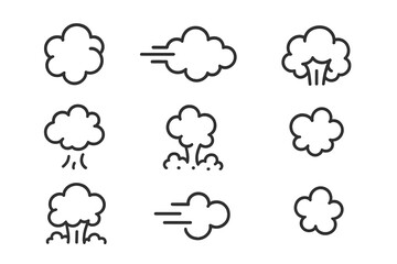 Obraz premium Stylized icons for cloud, smoke, weather, and impact effects
