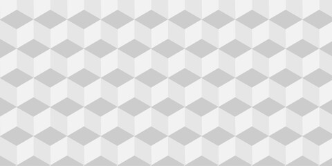Vector structure box minimal white abstract cube square geometric tile hexagon mosaic wall grid wallpaper. white and gray geometric block cube isometric mosaic texture background.	