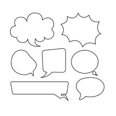 Thought bubble line icon. Speech or think bubble, empty communication cloud. Set of vector design elements. Expanded stroke