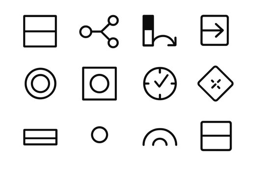 Frameworks Icon Set. Assumption Detection Frameworks linear set: implicit premise tile, belief path node, expectation bias bar, inference bridge arrow, cognitive filter ring,