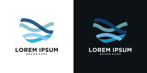 Abstract blue wave logo concept design