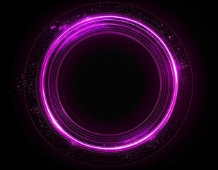 Vibrant Pink Ring of Light and Particles in Dark Space