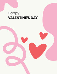 Happy Valentine's Day banner design with modern red color typography vector illustration. Romantic wallpaper with decorative hearts elements to celebrate Valentine Day on 14 February