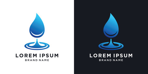 Blue water drop and ripple logo design